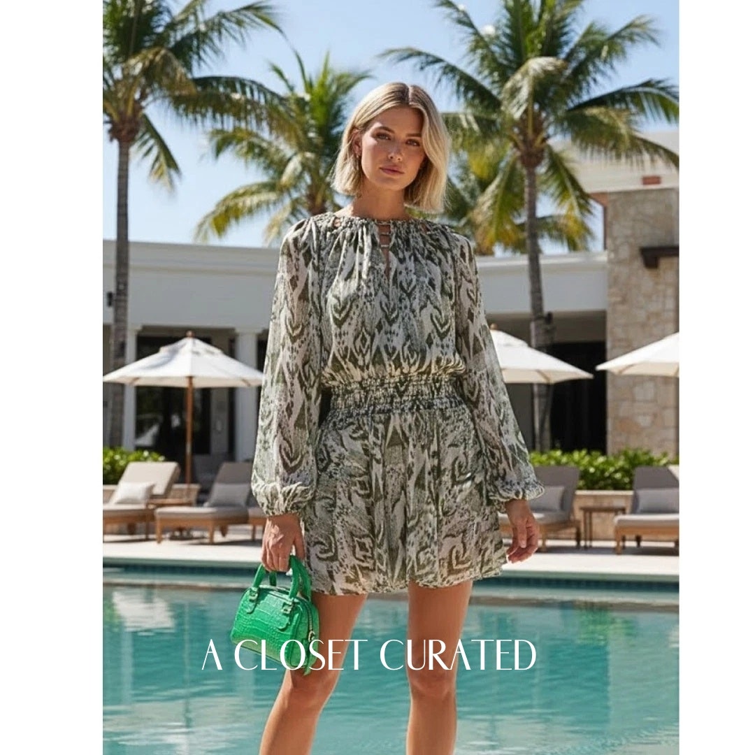 Misa La Mercy Chiffon Mini Dress Medium Green Nwt